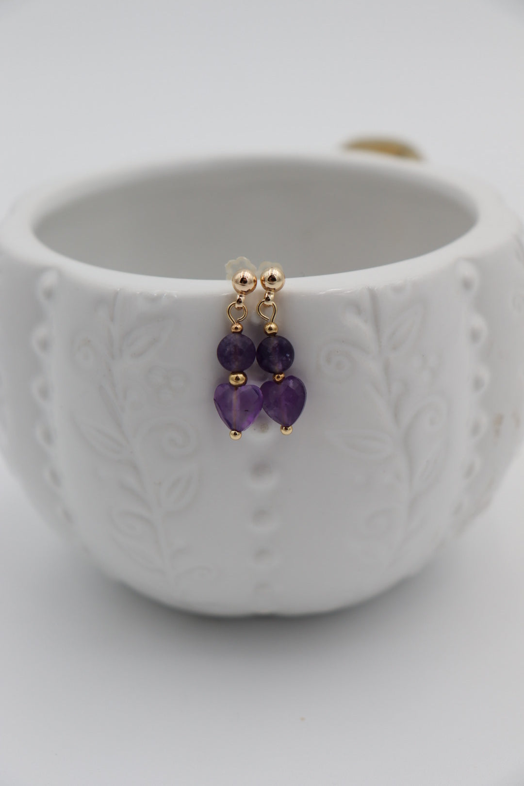 Pair of amethyst earrings. Natural gemstones with gold plated accents Its not only about beauty, but the energy of the stones. 